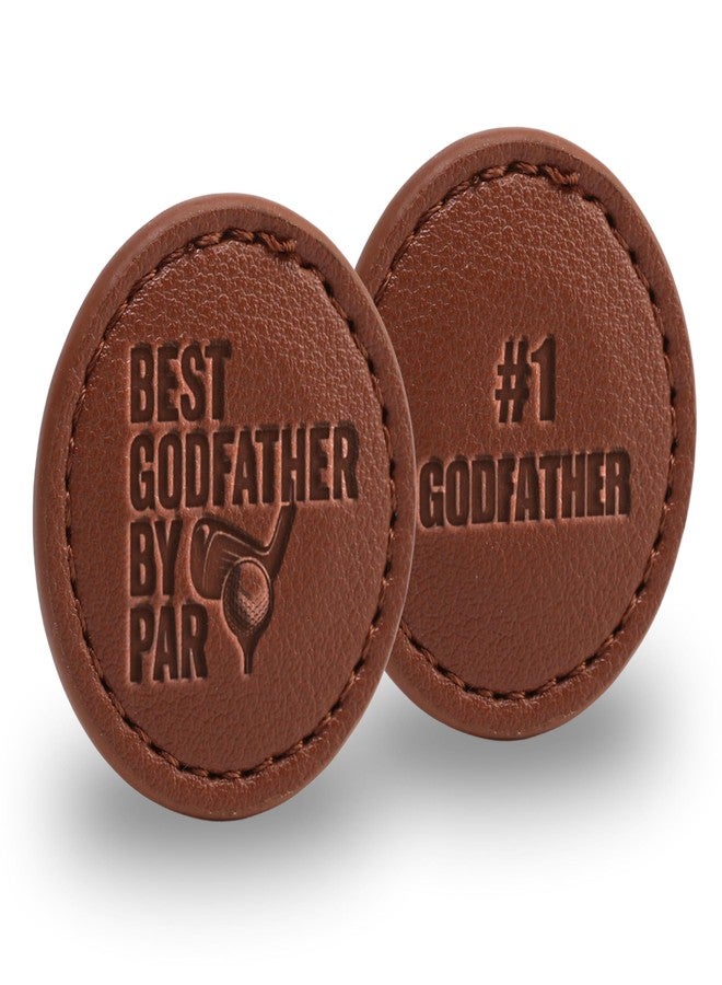 CybGene Godfather Gifts for Men Golf Ball Markers (Tan, Set of 2), Godfather Leather Golf Markers Golf Accessories, Birthday, Christmas - Image 1