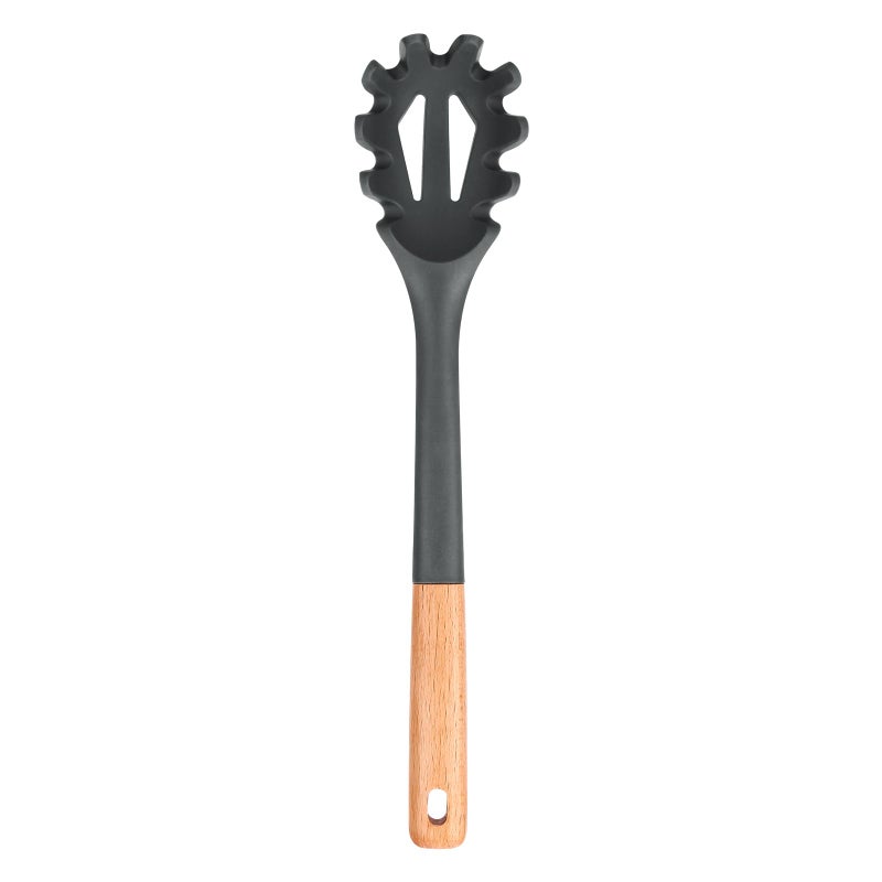 Badiano Silicone Pasta Fork Kitchen Heat Resistant Noodle Spoon Server BPA Free Spaghetti Strainer128 inch Grey