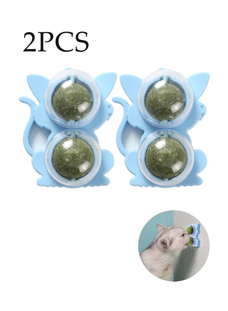 Dougez Edible Wall Catnip Ball, Indoor Rotatable Interactive Double Ball for Cats Chew Toy, Treats for Cat Teeth Clean Cat Nips Organic Ball,Catnip Cat Snacks,Clean Teeth Cat Toy - Image 1