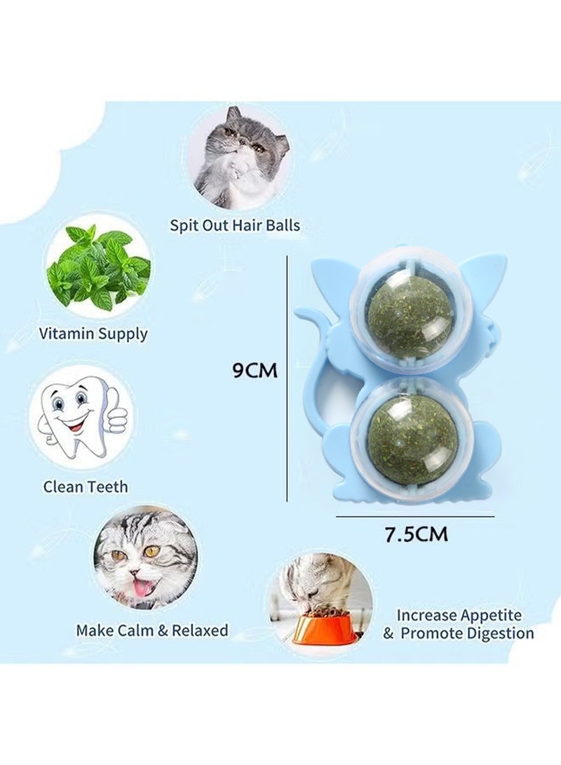 Dougez Edible Wall Catnip Ball, Indoor Rotatable Interactive Double Ball for Cats Chew Toy, Treats for Cat Teeth Clean Cat Nips Organic Ball,Catnip Cat Snacks,Clean Teeth Cat Toy - Image 2