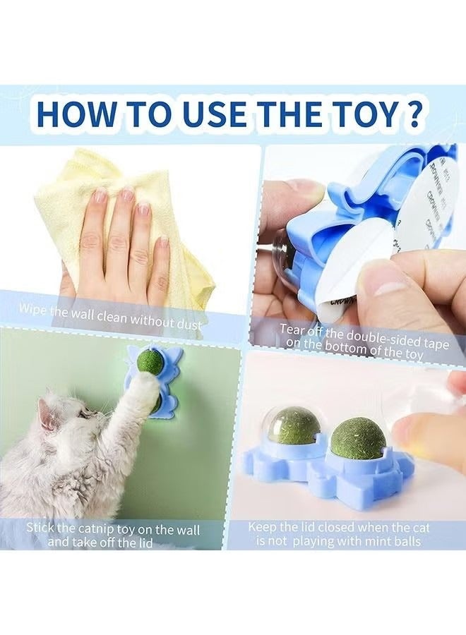 Dougez Edible Wall Catnip Ball, Indoor Rotatable Interactive Double Ball for Cats Chew Toy, Treats for Cat Teeth Clean Cat Nips Organic Ball,Catnip Cat Snacks,Clean Teeth Cat Toy - Image 3