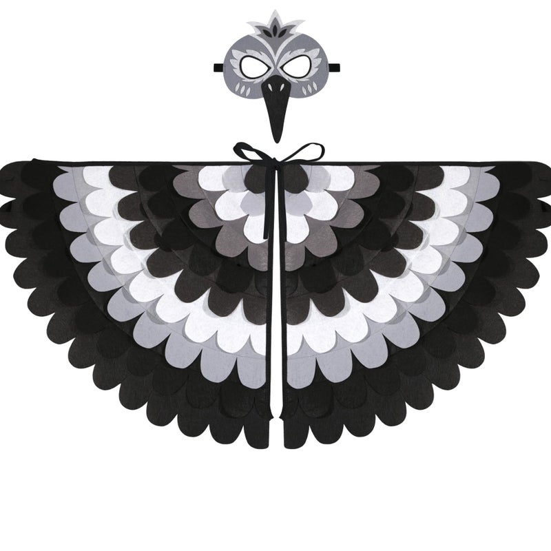 D.Q.Z DQZ BirdWingsCostume for Kids Dress Up Felt Feathered Owl Parrot Chicken Animal Role Play Costume Gift for Girl Boys Black Bird - Image 3
