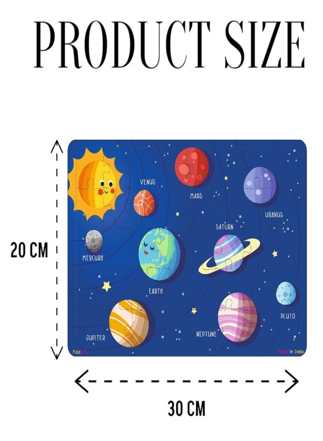 Fiddlys 40 Pcs Paperless Wooden Jigsaw Puzzle for Kids & Children Age 4+ Learning Educational Double Layered Wooden Puzzles with Bright Front & Back Print (Solar System) - Image 2