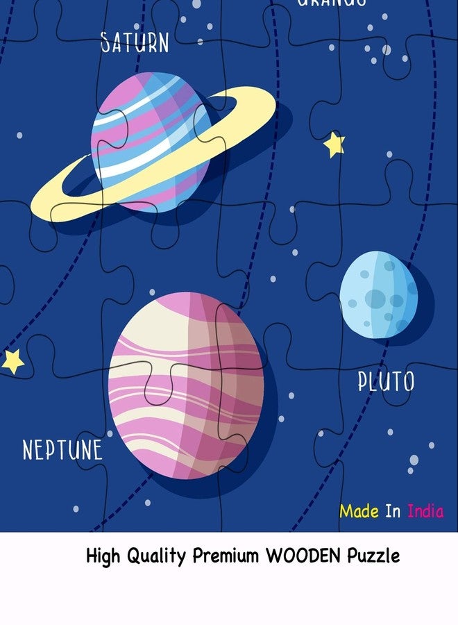 Fiddlys 40 Pcs Paperless Wooden Jigsaw Puzzle for Kids & Children Age 4+ Learning Educational Double Layered Wooden Puzzles with Bright Front & Back Print (Solar System) - Image 4