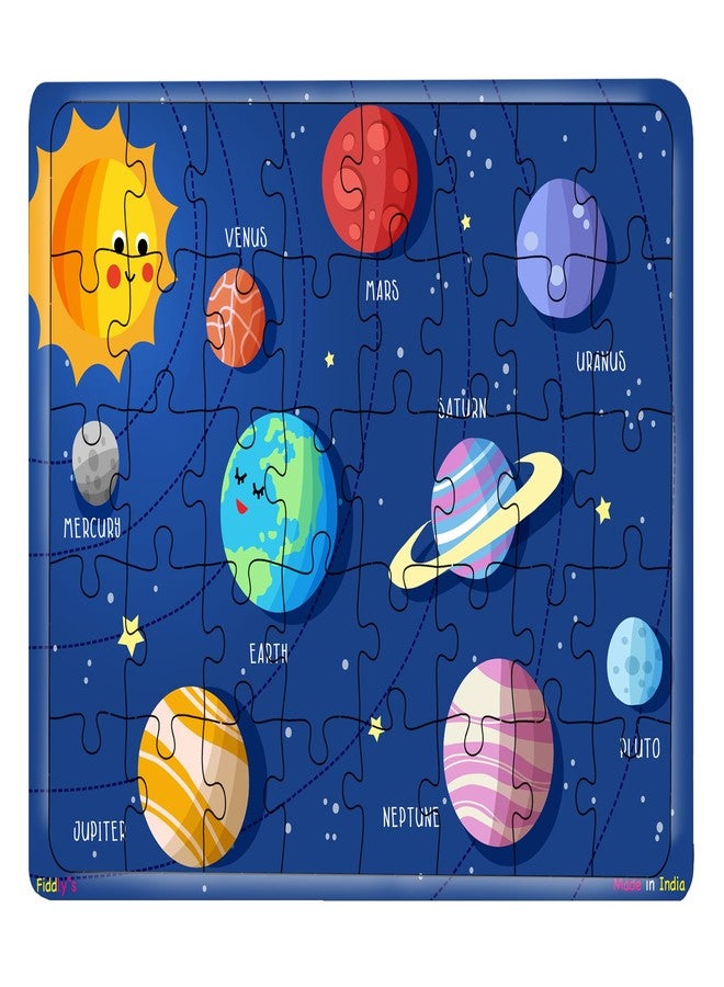 Fiddlys 40 Pcs Paperless Wooden Jigsaw Puzzle for Kids & Children Age 4+ Learning Educational Double Layered Wooden Puzzles with Bright Front & Back Print (Solar System) - Image 1