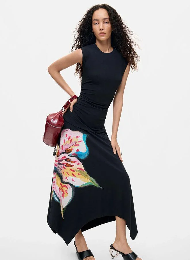 Asymmetrical floral dress