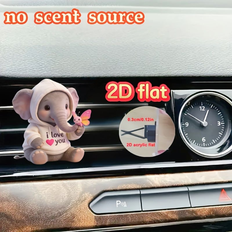 1 قطعة مجموعة فيل أكريليك 2D معطر هواء للسيارة وديكور - Image 3
