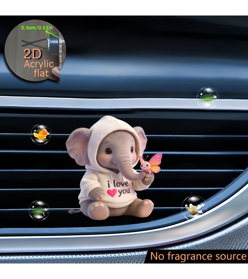 1 قطعة مجموعة فيل أكريليك 2D معطر هواء للسيارة وديكور - Image 4