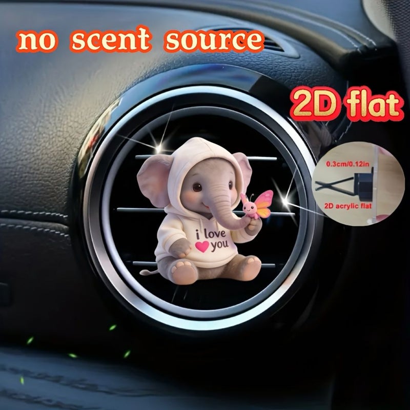 1 قطعة مجموعة فيل أكريليك 2D معطر هواء للسيارة وديكور - Image 1
