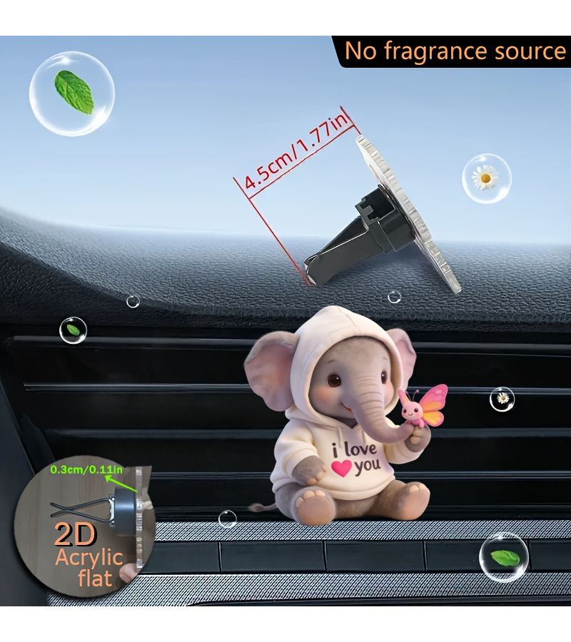 1 قطعة مجموعة فيل أكريليك 2D معطر هواء للسيارة وديكور - Image 5