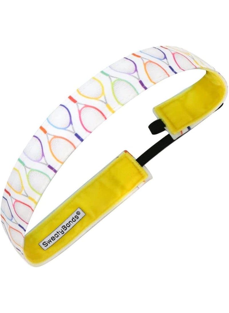 Sweaty Bands - Sweaty Bands Womens Girls Headband  NonSlip VelvetLined Sports Hairband  Tennis Get a Grip White 1 Inch - Image 1