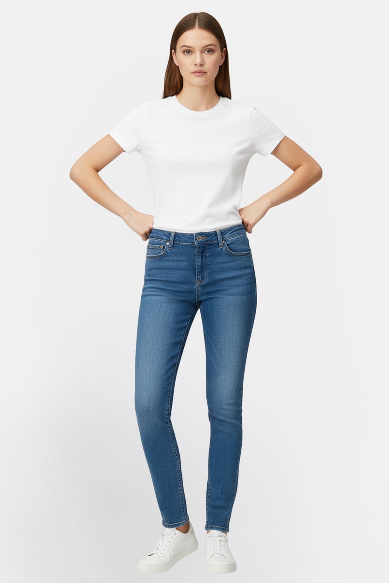 Levi's جينز نسائي سوبر سكينى مغسول وقابل للتمدد، أزرق - Image 1