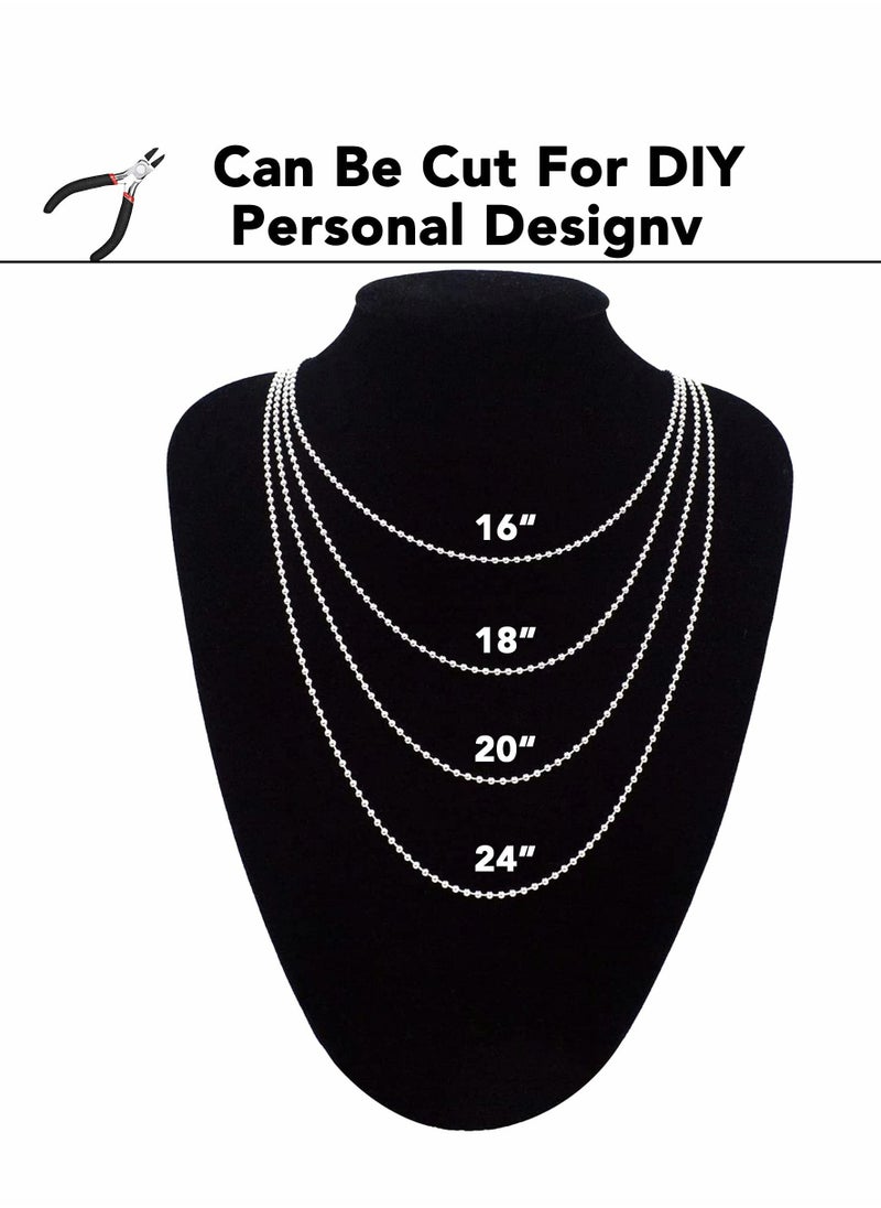 Excefore - Ball Bead Chain, 10 Meters Stainless Steel Chains Necklace with 20pcs Connectors Clasps, for Jewelry Making Bracelet Military Crafts, Silver Metal Pull Chain Small Roll - Image 1