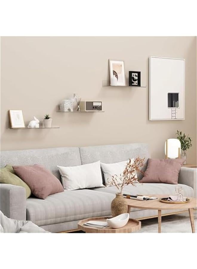 HOOKOR 4 Pcs Clear Acrylic Shelves for Storage, 15 Floating Shelves Wall Mounted for Kids Floating Bookshelf,Kids Book Display Shelves Ledge Shelves for Bedroom, Living Room, Bathroom, Kitchen - Image 2