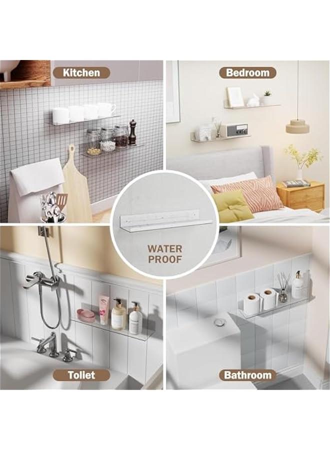 HOOKOR 4 Pcs Clear Acrylic Shelves for Storage, 15 Floating Shelves Wall Mounted for Kids Floating Bookshelf,Kids Book Display Shelves Ledge Shelves for Bedroom, Living Room, Bathroom, Kitchen - Image 5