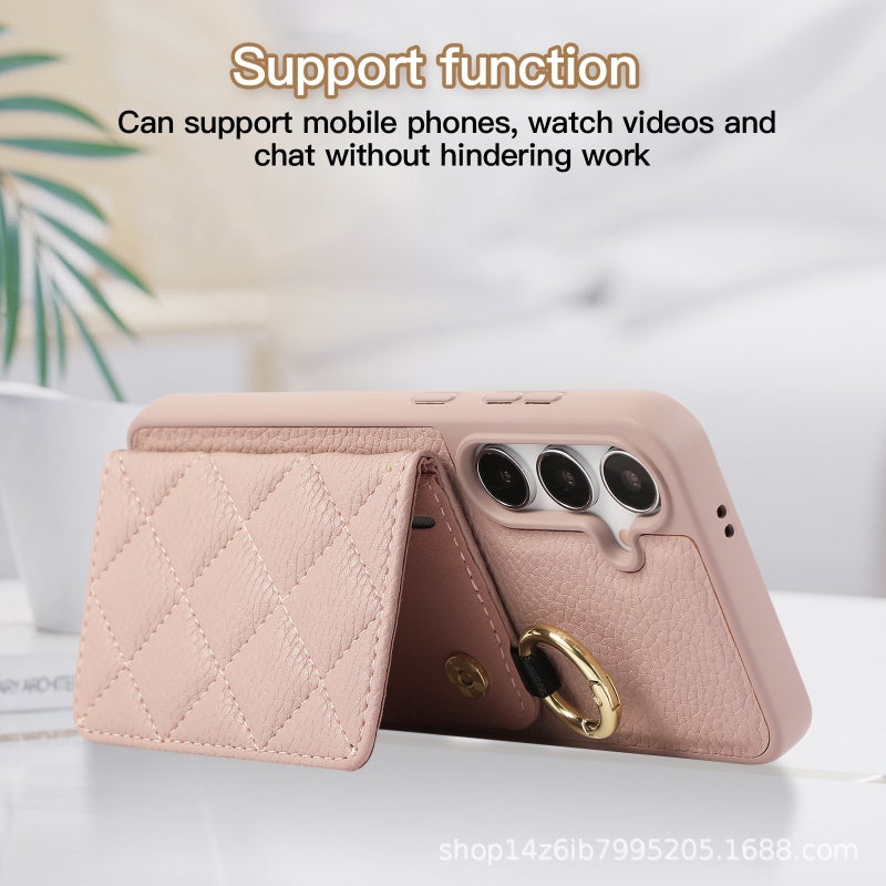 Drop Protection Samsung Galaxy S23 Scratch Resistant TPU with Card Holder and Kickstand in Black for Tabletop Use - Image 3