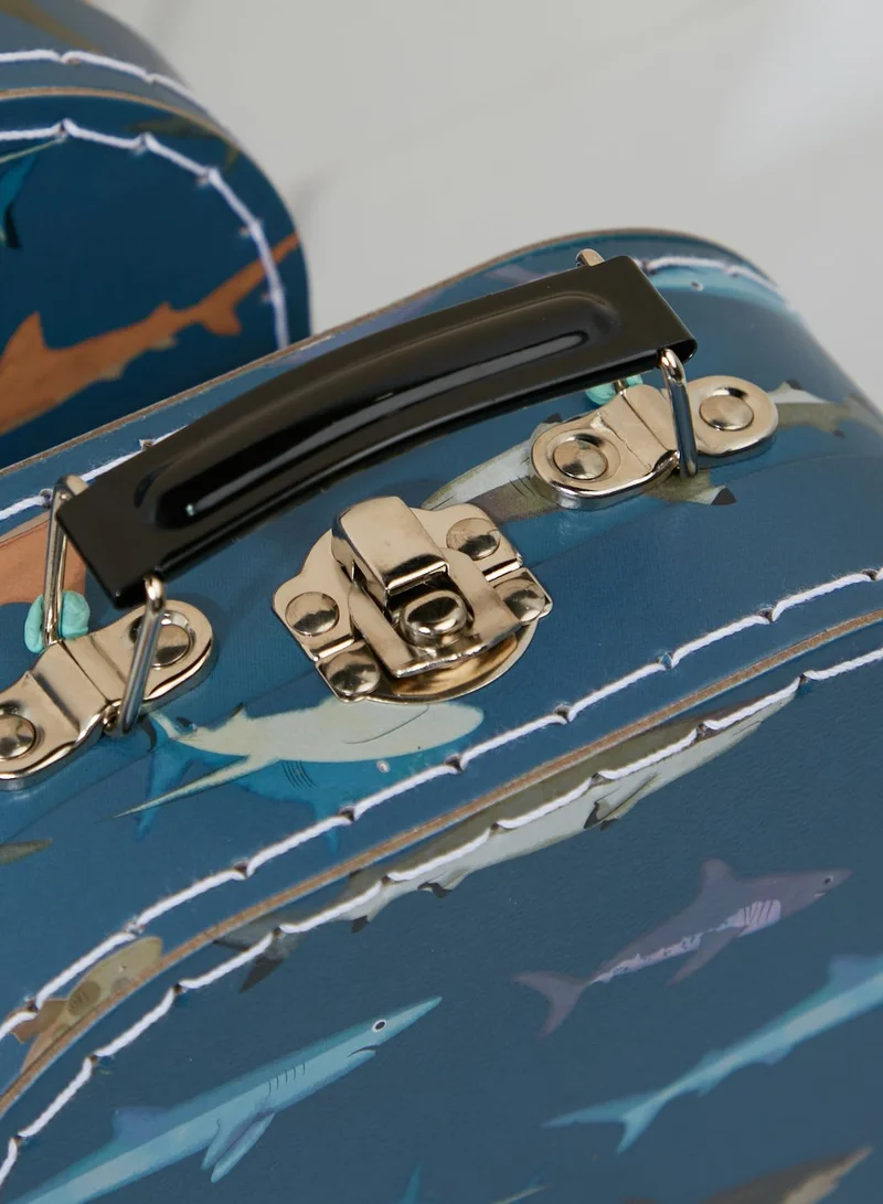 Rex London Set Of 3 Sharks Design Suitcases
