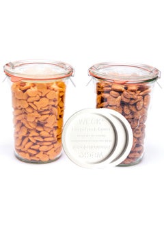 Weck Weck Canning Jars 743 Sourdough Starter,Set of 2 Weck Mold Jars made of Transparent Glass,Set includes 2 WECK Mold 743 Jars with Glass & Keep Fresh Lids, Gaskets and Clips  - Image 1
