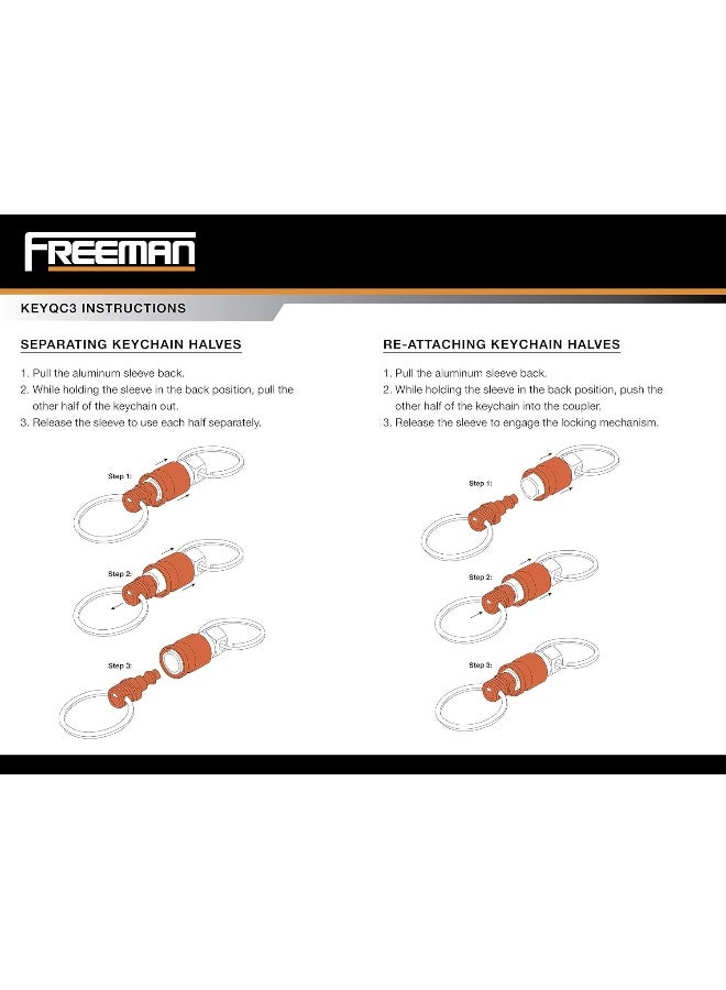 Freeman KEYQC3 Pull Apart Coupler Keychain with 2 Split Rings, 3 Pack - Image 5