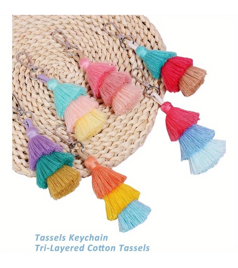 10 Multifunction Tassel Keychains Set Cute Car Keychain Wallet Additions Stylish Party Favors Birthday Souvenirs For Women Men - Image 5