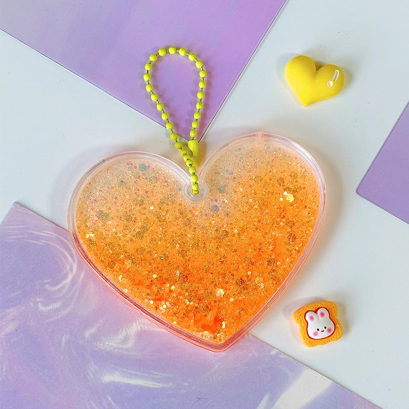 Large Quicksand Guka Brick Acrylic Keychain Orange [love] with bead chain 