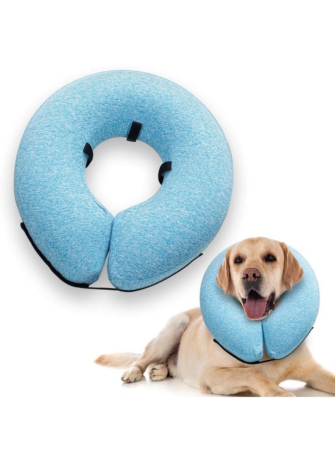 BIGANT Protective Inflatable Collar for Dogs and Cats, Soft Cone for Dogs After Surgery, Dog Neck Donut Collar, Dog Cone Collar Soft Pet Recovery Collar Does Not Block Vision E-Collar (Large, Blue) - Image 1