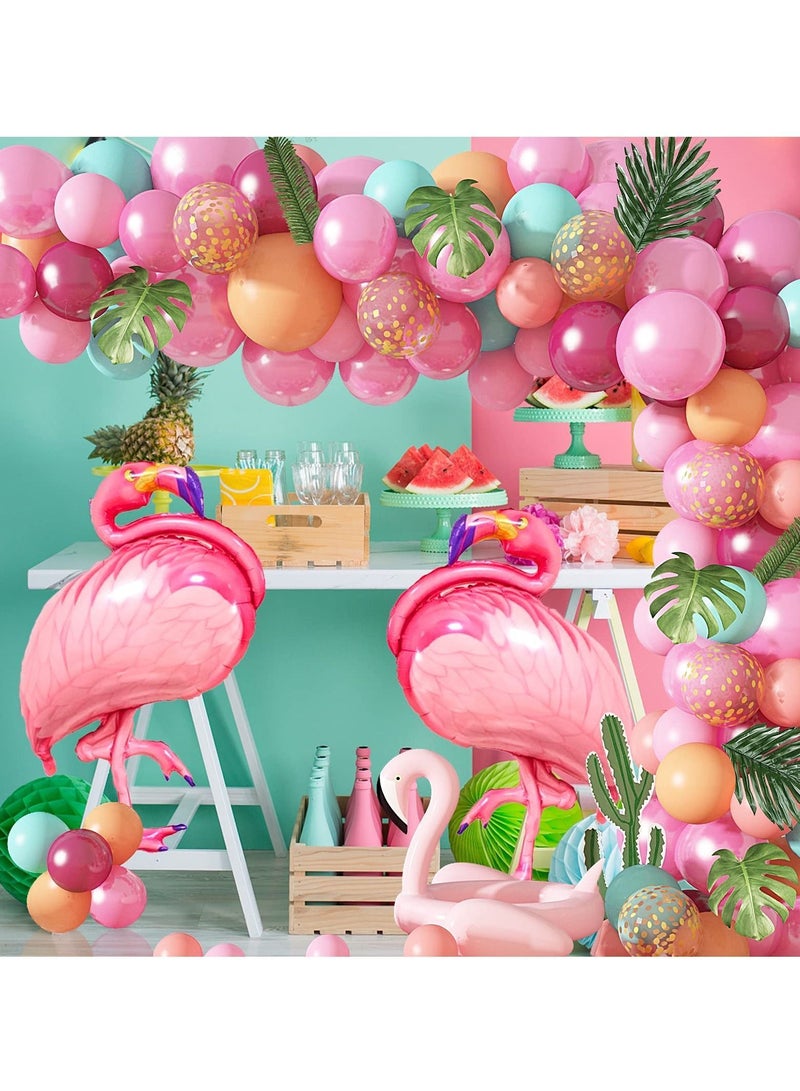 Y&D Birthday Party Supplies for Tropical Luau Hawaiian Flamingo Decorations 40'' with 4 Tools Coconut Tree Pineapple Balloons Wedding Baby Shower Decoration - Image 1