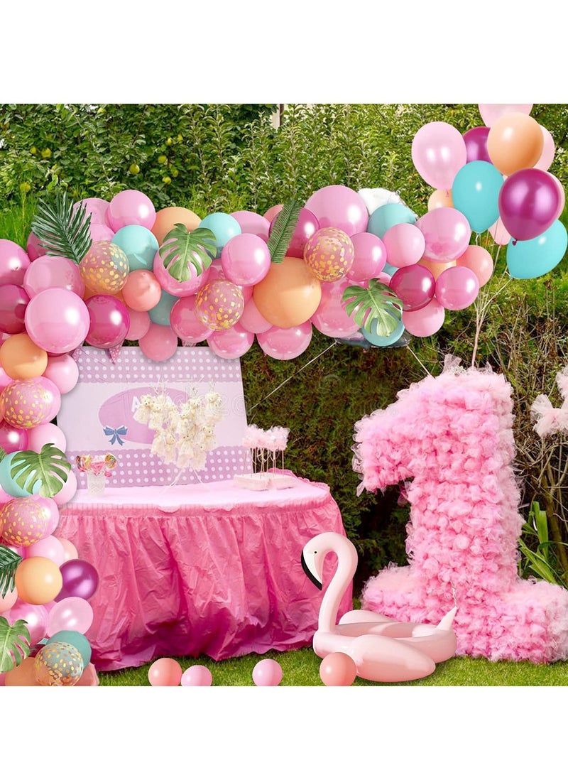 Y&D Birthday Party Supplies for Tropical Luau Hawaiian Flamingo Decorations 40'' with 4 Tools Coconut Tree Pineapple Balloons Wedding Baby Shower Decoration - Image 2