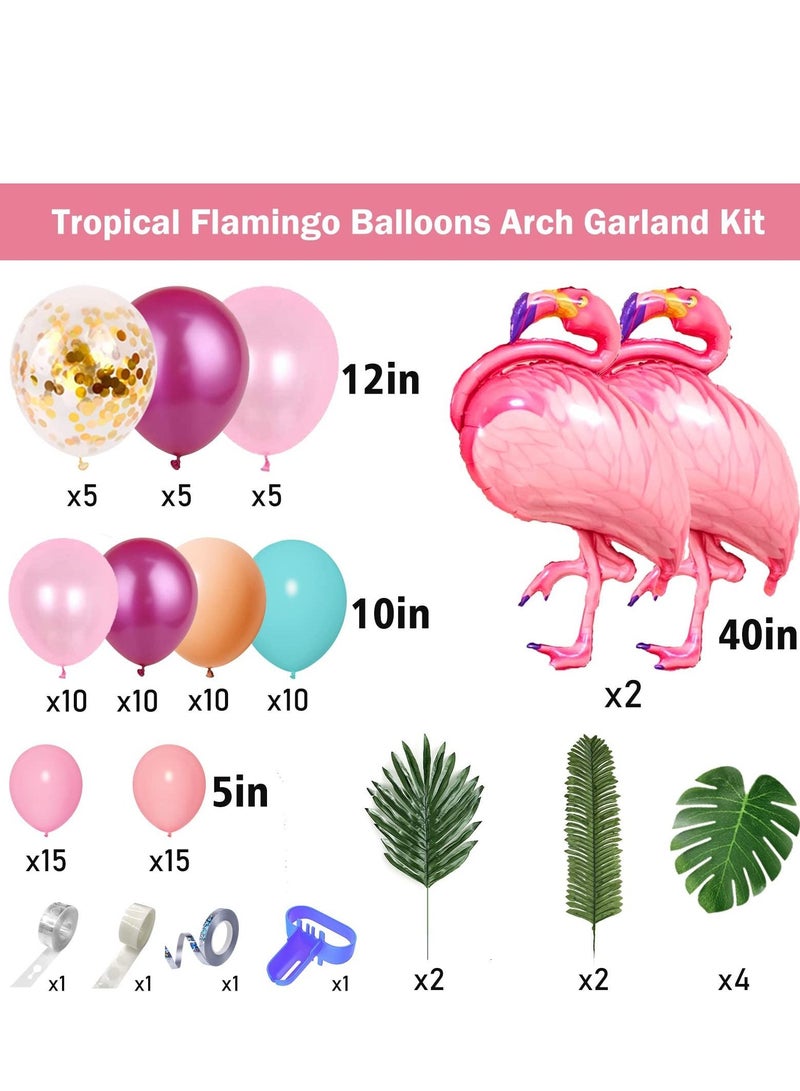 Y&D Birthday Party Supplies for Tropical Luau Hawaiian Flamingo Decorations 40'' with 4 Tools Coconut Tree Pineapple Balloons Wedding Baby Shower Decoration - Image 4