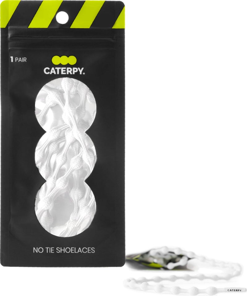 Caterpy RUN - Ultimate No Tie Shoelaces for Adults & Kids - Versatile & Easy-to-Use Shoe Laces - Silky White, Standard, Single Pack - Image 1
