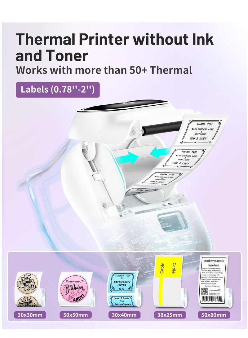 phomemo M110 Label Printer Portable Bluetooth Thermal Mini Label Maker Printer 40×30mm Label White - Image 3