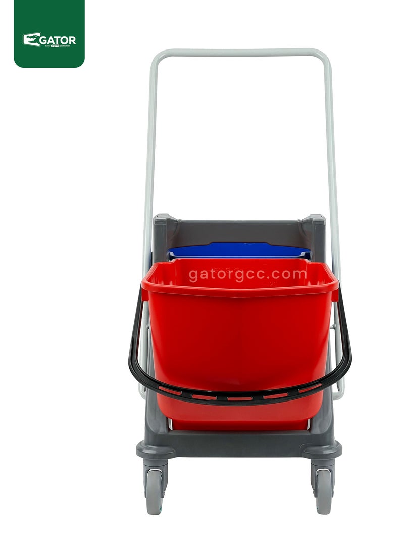 FILMOP Professional Single-Bucket Mop Trolley, Italian Manufactured, 360-Degree Rotating Swivel Wheels, 50 Liters - Image 3