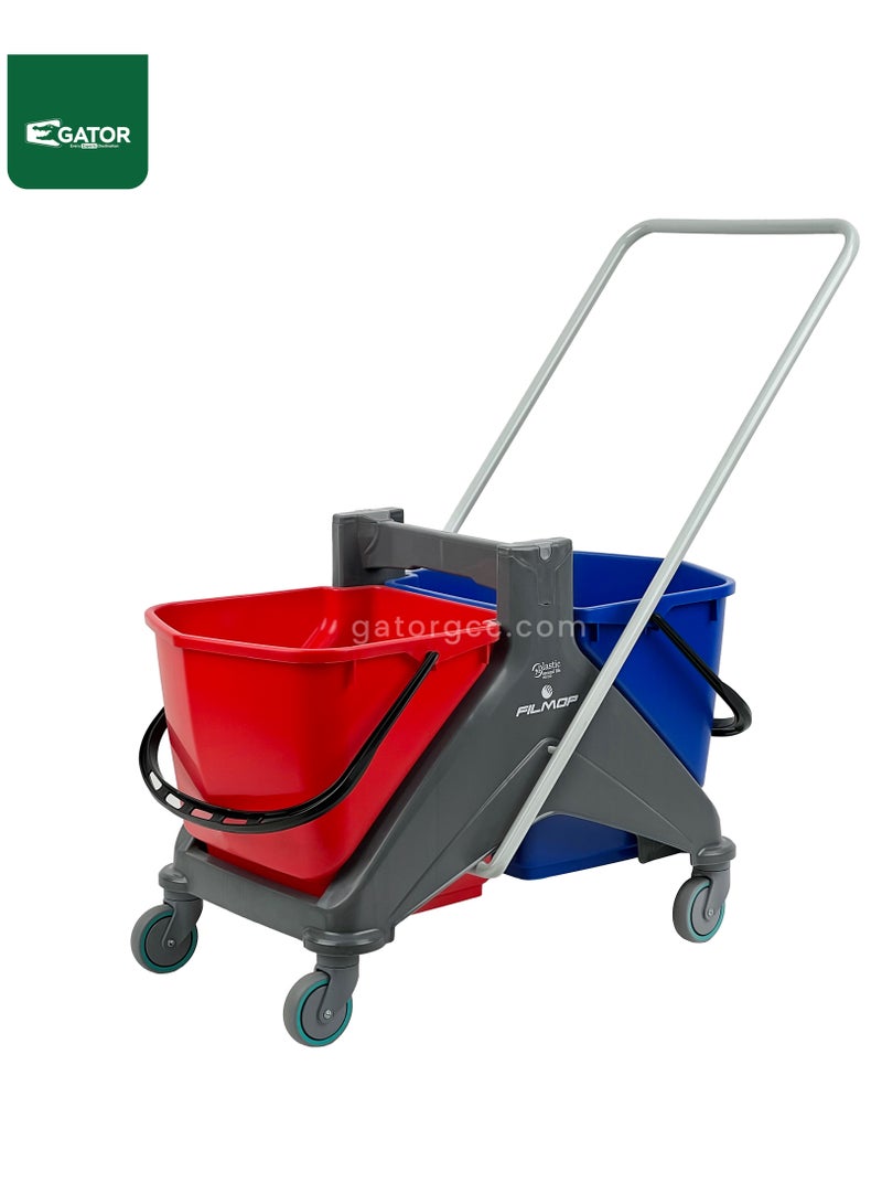 FILMOP Professional Single-Bucket Mop Trolley, Italian Manufactured, 360-Degree Rotating Swivel Wheels, 50 Liters - Image 2