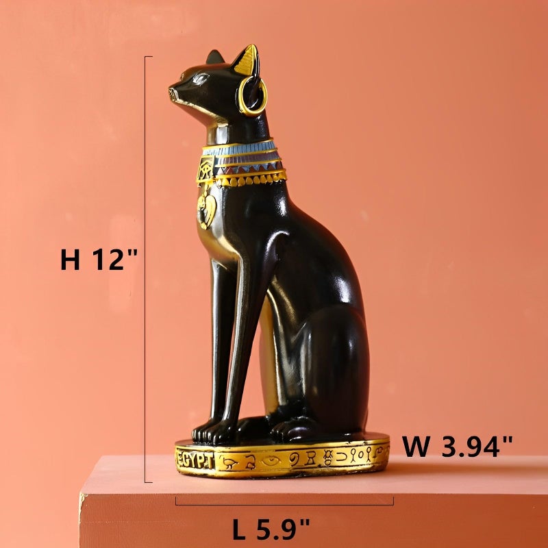 Ni-jasw 12 بوصة قامة أسود مصرية الإلهة الإلهة باستيت تمثال مصر القديم التماثيل التماثيل ديكور المنزل - Image 2