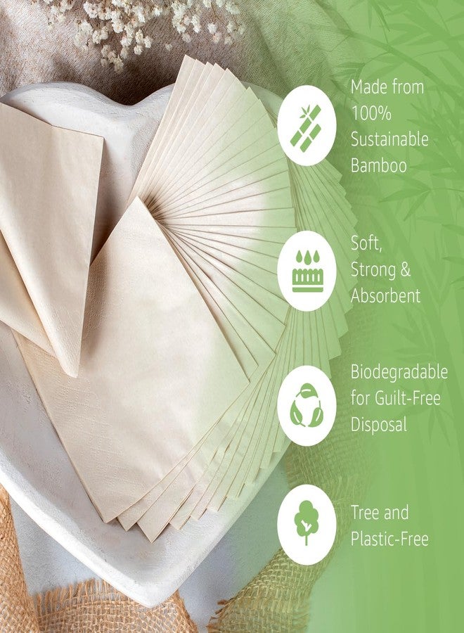 ibambo Jenvita 100% Bamboo Wedding Cocktail Napkins Disposable (250 Pack) | 2-Ply FSC Certified | Compostable Bar Napkins for Party, Home or Commercial Use | 4.5 x 4.5 Inch Folded | Ideal for Serving Drinks - Image 2