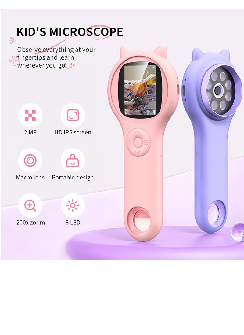 Bukela Microscope for Kids - Mini Pocket Handheld Microscope for Toddlers-Educational Science Kit Toys for  Birthday Gifts Toys for 3- 10 Year Old Girls（Purple）  - Image 3