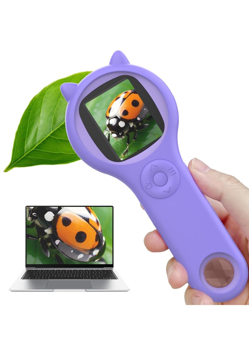 Bukela Microscope for Kids - Mini Pocket Handheld Microscope for Toddlers-Educational Science Kit Toys for  Birthday Gifts Toys for 3- 10 Year Old Girls（Purple）  - Image 1