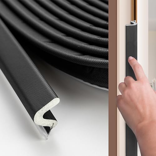 Ravinte Hardware Weather Stripping Door Seal Strip 28FT Soundproofing V-Shape Sound Proof Door Sealers for Large Gap, Black - Image 1