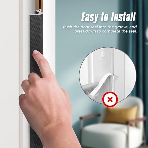 Ravinte Hardware Weather Stripping Door Seal Strip 28FT Soundproofing V-Shape Sound Proof Door Sealers for Large Gap, Black - Image 5