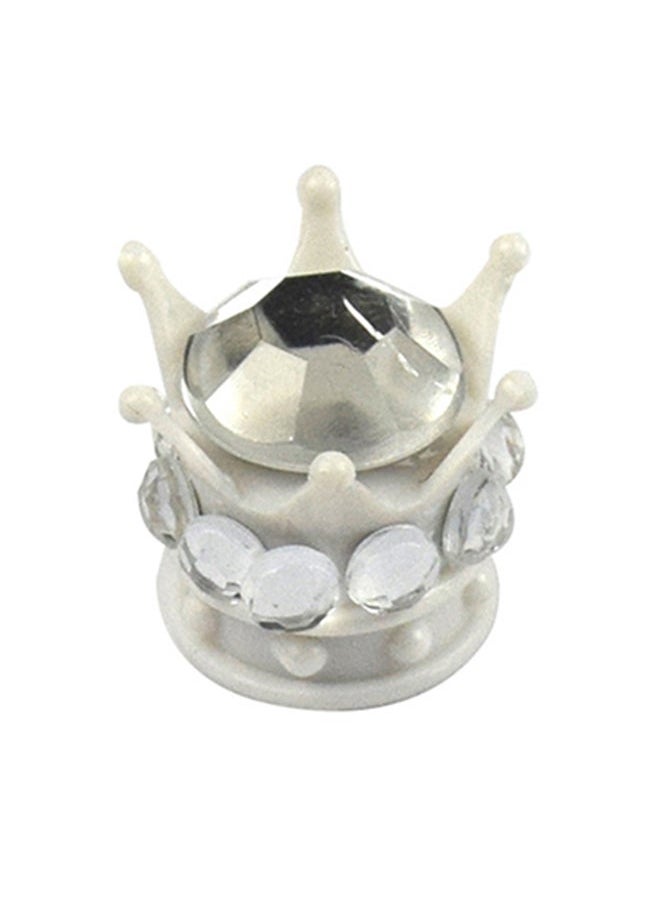 NIBEMINENT 4-Piece Silver Crown Diamond Tyre Valve Caps  - Image 2