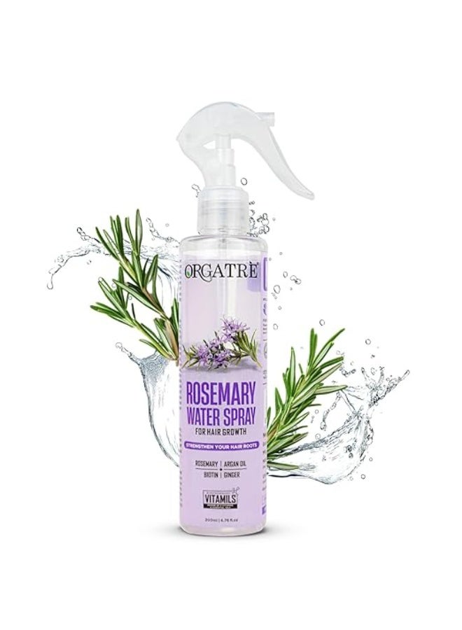 Orgatre Rosemary Water Spray for Hair Growth & Controls Hairfall with BIOTIN | Pure Natural Green Extraction Technologies | Controls Dandruff & Itchiness | Enhances Hair Texture & Shine | Non-Greasy & Fast Absorbing | 200 ml - Image 1
