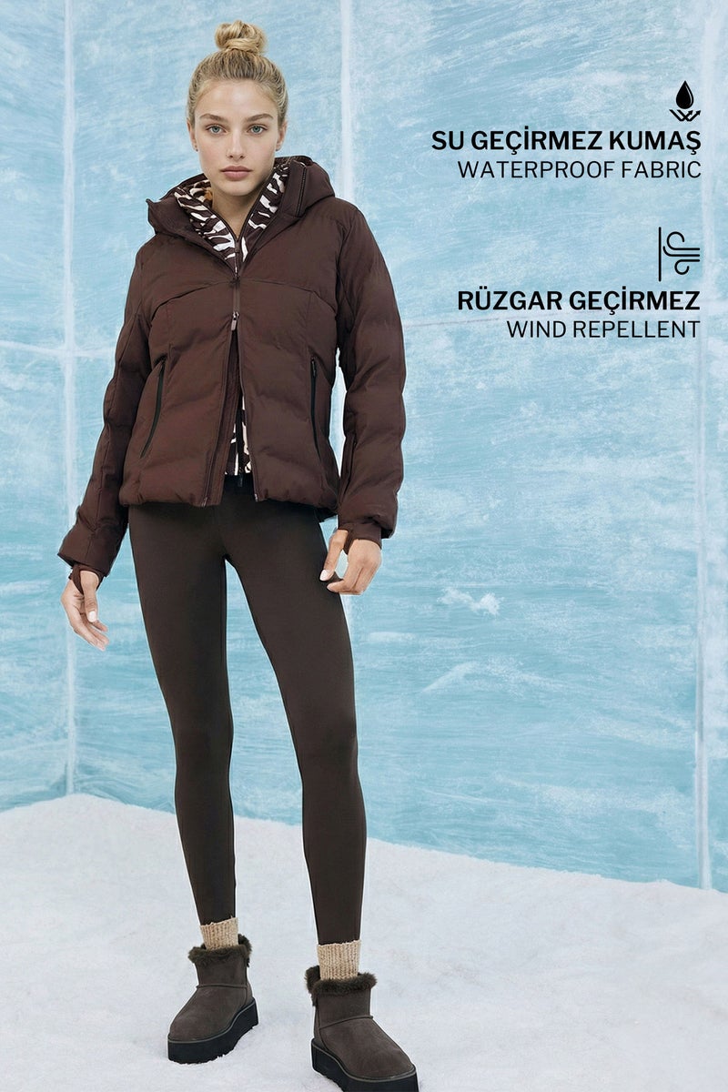 DeFacto Brown Woman Waterproof Regular Fit Puffer Jacket Casual - Image 1