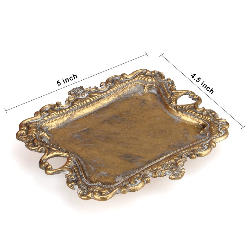 Deceram vintage home decor bathroom accessories small antique jewelry tray french country gold tray cute brass tray baroque jewelry display stand for bedroom - Image 3