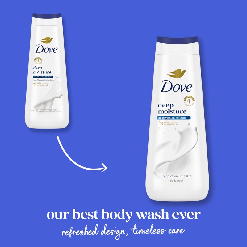 Dove Body Wash Deep Moisture For 24hr Lotion-Soft Skin Moisturizing Skin Cleanser with No Sulfates No Parabens 20 oz - Image 3