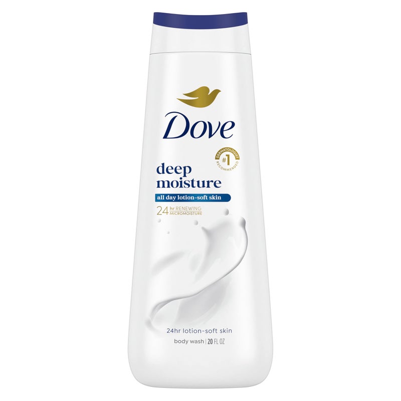 Dove Body Wash Deep Moisture For 24hr Lotion-Soft Skin Moisturizing Skin Cleanser with No Sulfates No Parabens 20 oz - Image 1