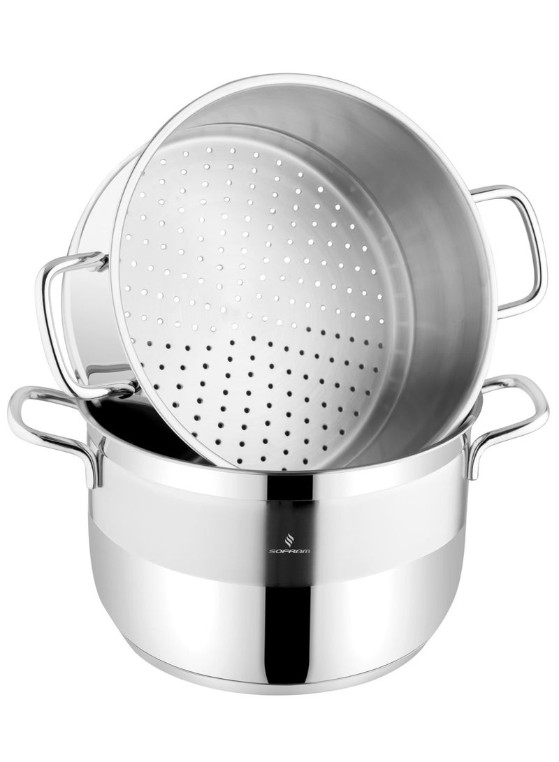 سوفرام قدر طبخ بخار سوفرام استيل تركي غطاء زجاج مقاس 20 سم - Image 4