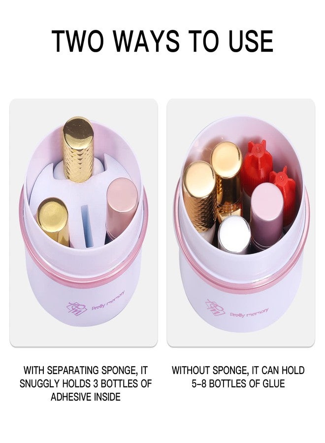 Pretty memory Lash Glue Holder Eyelash Extension Glue Storage Container Sealed Adhesive Jar Stand Tank Sealed for Women, Lash Tech Supplies Must Haves (White - Pink) - Image 3