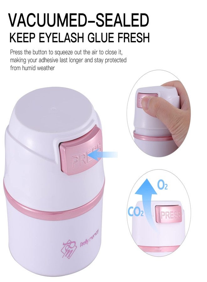 Pretty memory Lash Glue Holder Eyelash Extension Glue Storage Container Sealed Adhesive Jar Stand Tank Sealed for Women, Lash Tech Supplies Must Haves (White - Pink) - Image 4