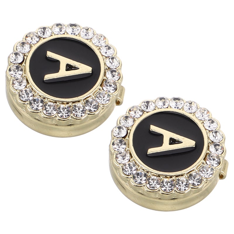 1 Pair Golden Plated Rhinestones Metal And Wedding Business Shirt Links Initial Alphabet For Men Tuxedo Shirt Cuffs Accessories - Image 1