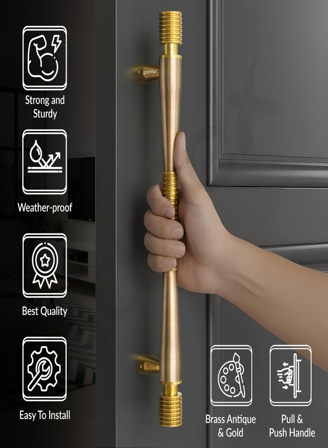 Plantex 12 Inch Main Door Handle/Stainless Steel Handle for Door/Pull-Push Handle for Home/Office/3 Years Warranty Pack of 1 (APS-147, Brass Antique & Gold) - Image 3